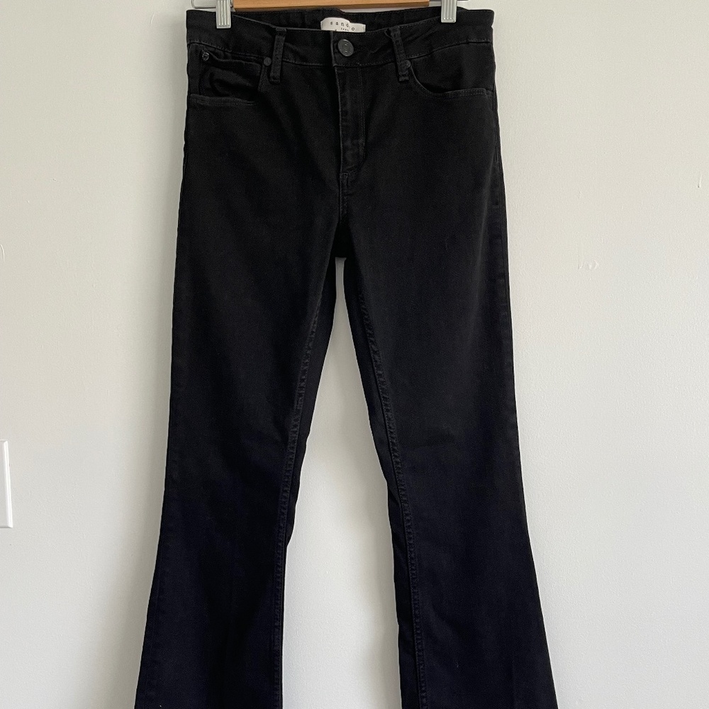 SANDRO PARIS Bootcut Frayed Hem Jeans Womens SIZE 40 Stretch Cotton Blend
